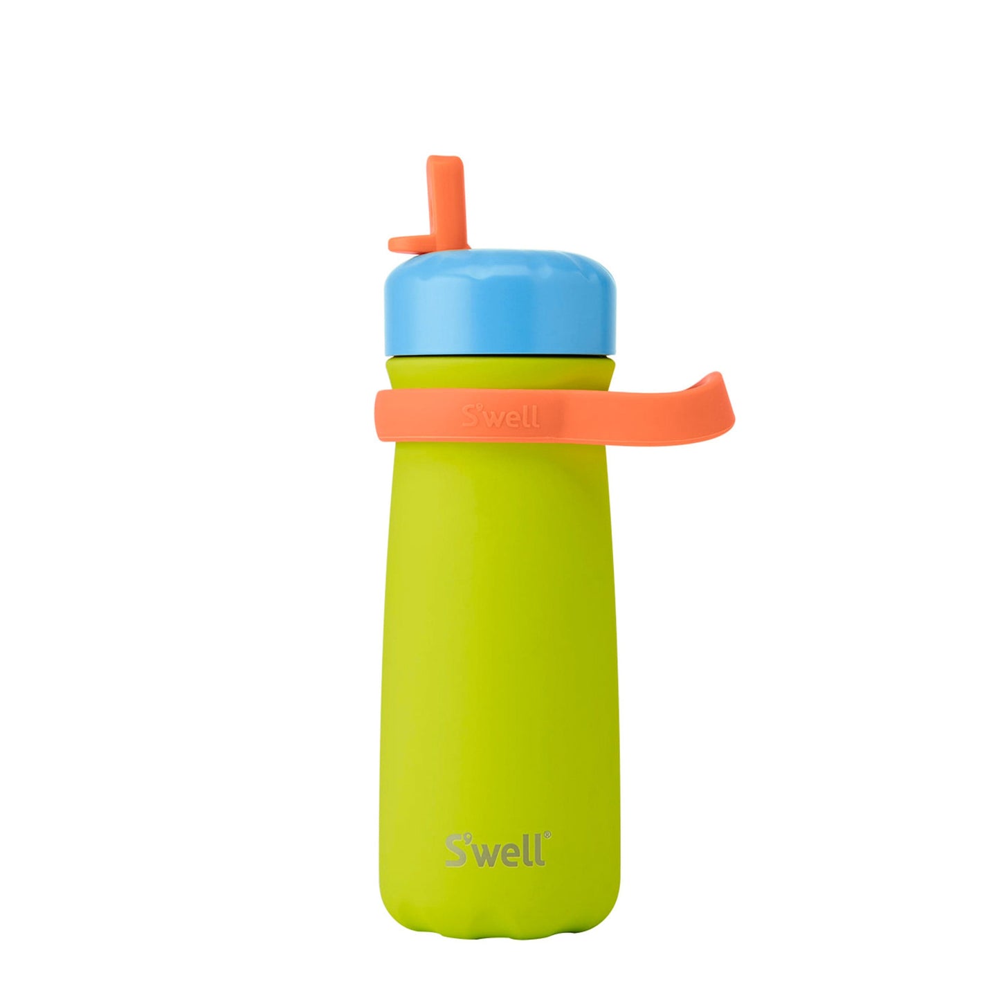 traveler-with-flip-straw-lid-16oz-h8 Swell-Kids-Water-Bottle-Traveler-16oz-Lime-Sherbet-Front-Lid-Up.jpg